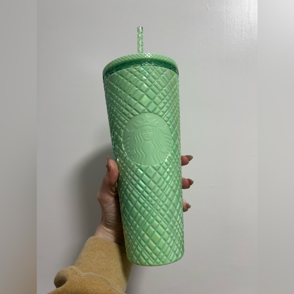 Starbucks 24 oz Iridescent Mint Green Tumbler Cup with Straw